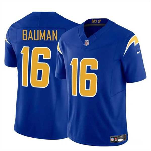 Men & Women & Youth Los Angeles Chargers #16 Casey Bauman Royal 2024 F.U.S.E. Vapor Limited Stitched Jersey